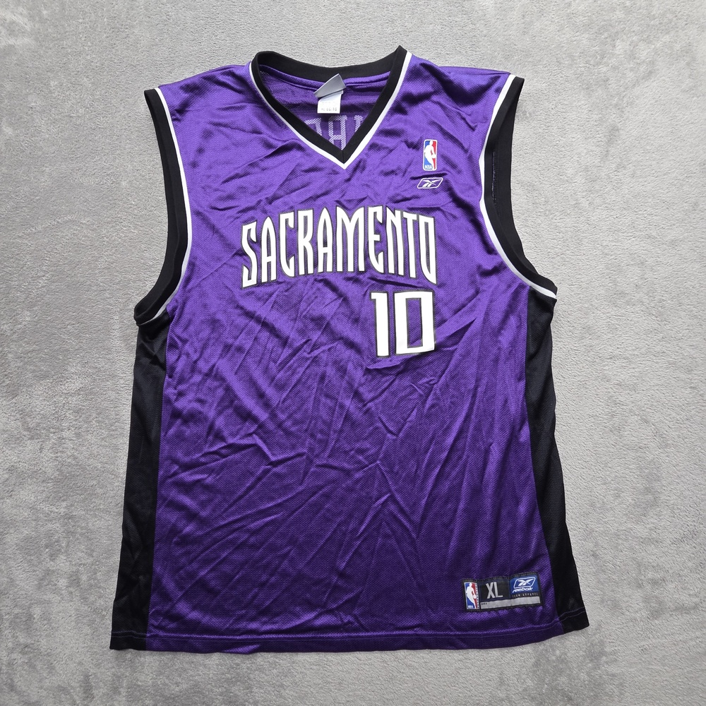 Reebok Jersey Mens XL Purple Sacramento Bibby 10 NBA Mesh V-Neck